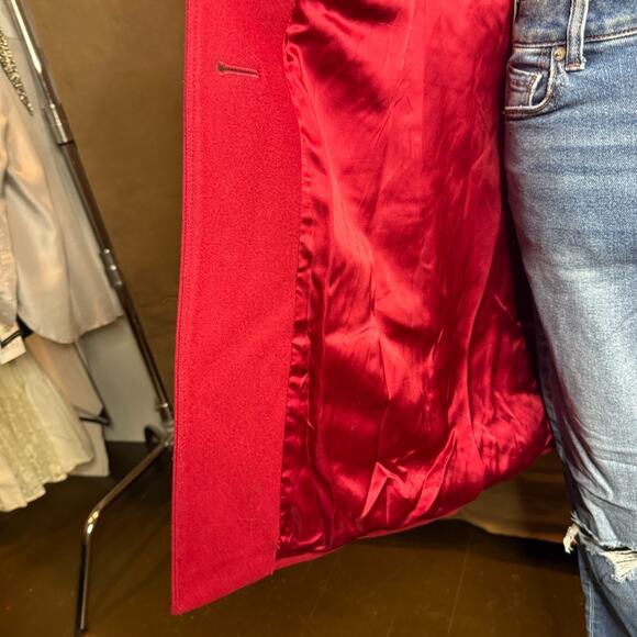 Banana Republic Women’s Red Wool Blend Coat Size Small Tailored Button Classic - Picture 8 of 11
